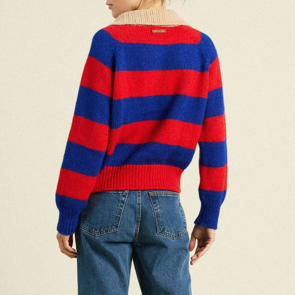 Juneau Sweater Red/Blue Stripe