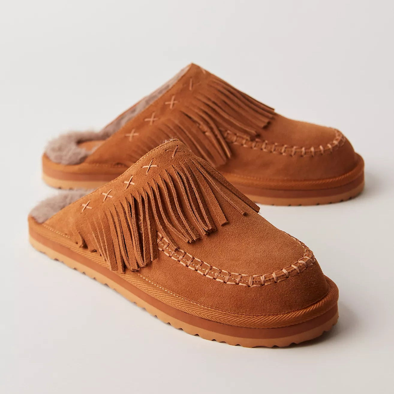 Fallon Fringe Mule Toffee Suede