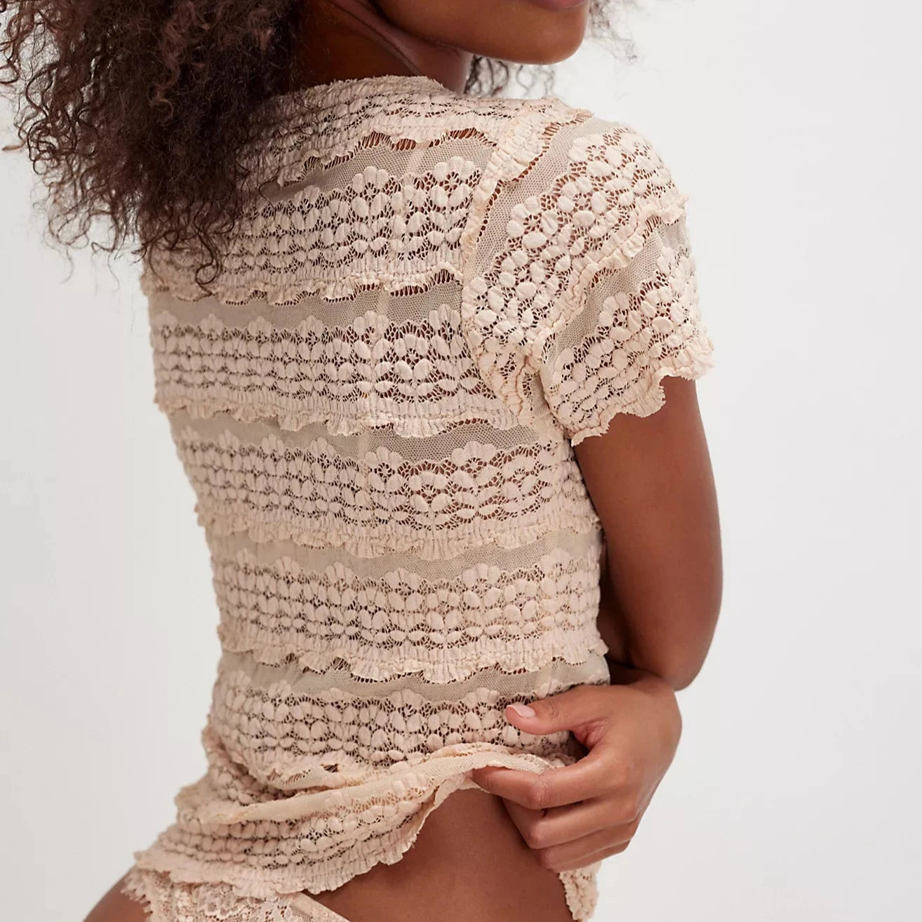 Angelina Lace Tee Tea