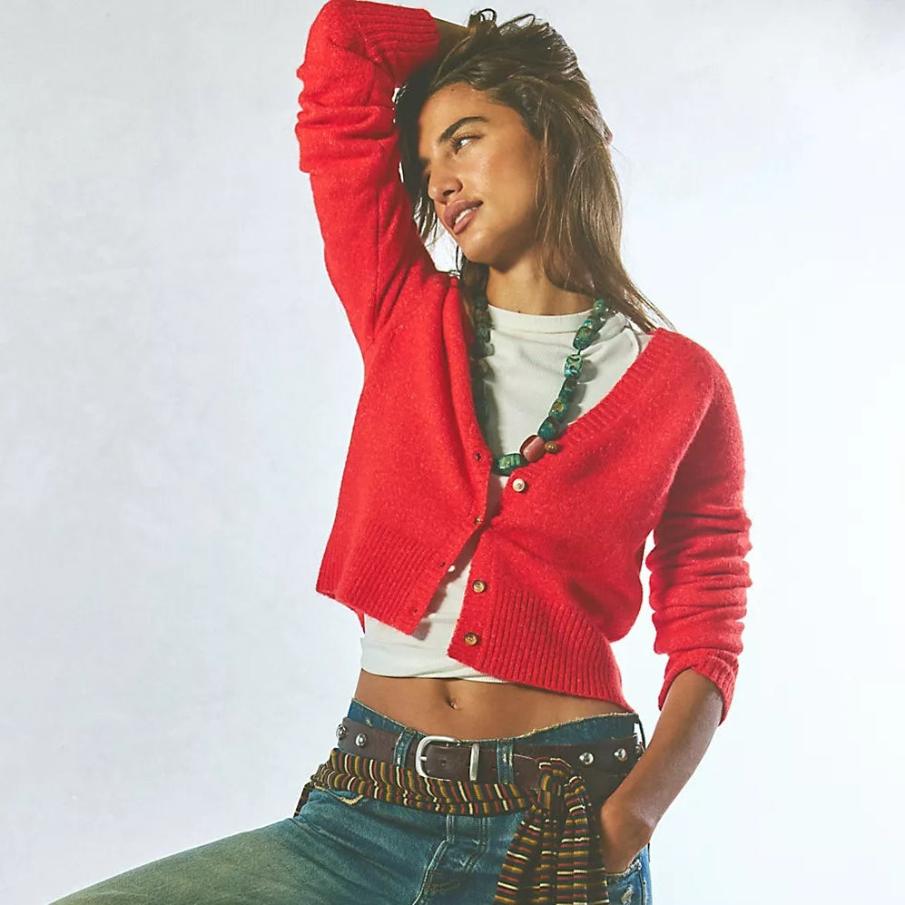School Girl Cardi Cherry Pop Melange