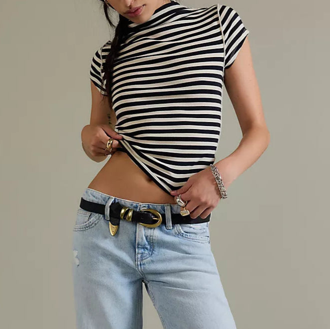 Lola Tee B&W Stripe