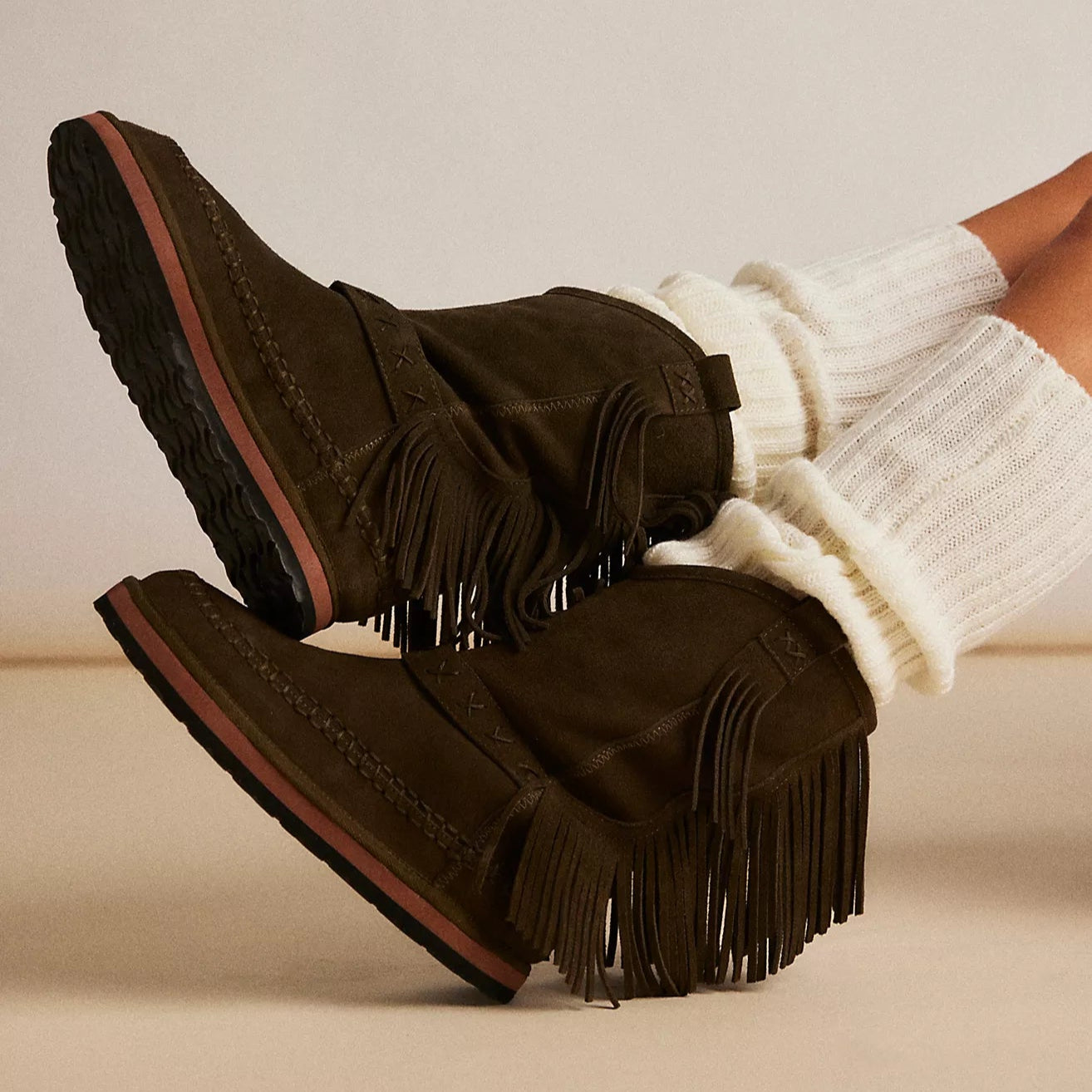 Faye Fringe Pull On Military Olive