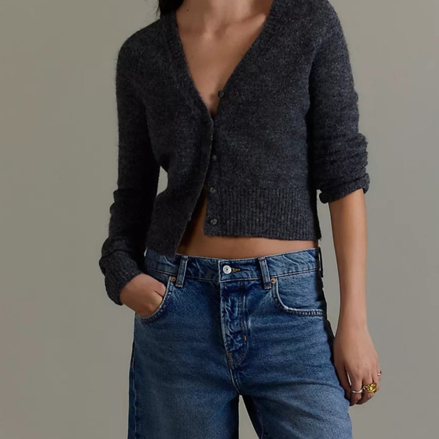 School Girl Cardi Charcoal Heather
