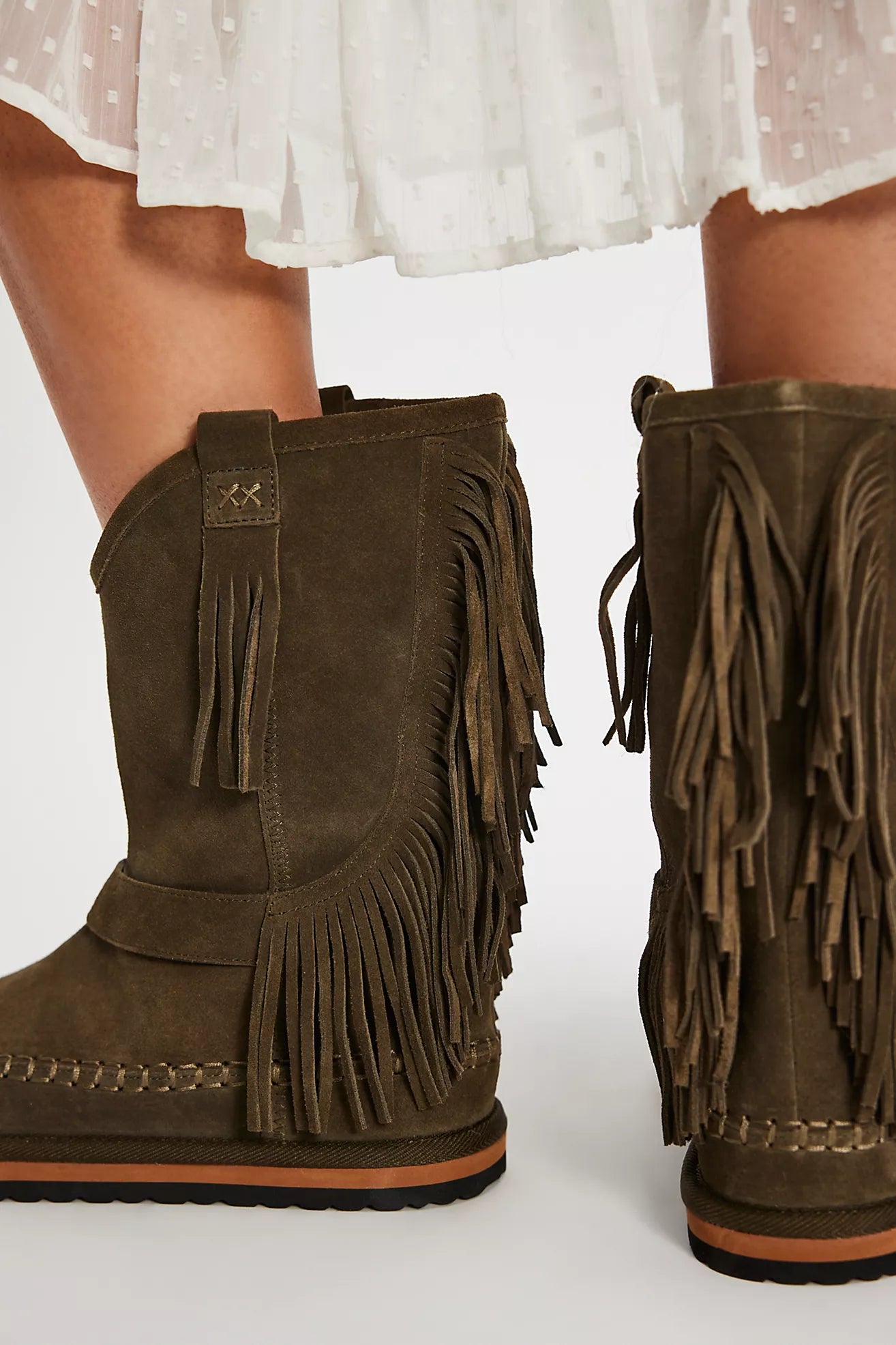 Faye Fringe Pull On Military Olive