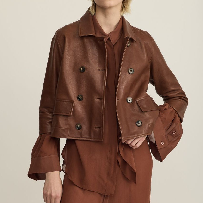Tova Leather Coat Brown