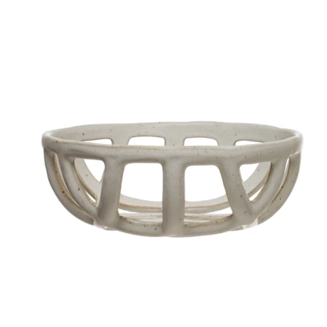 Handmade Stoneware Basket Bowls, Set of 2