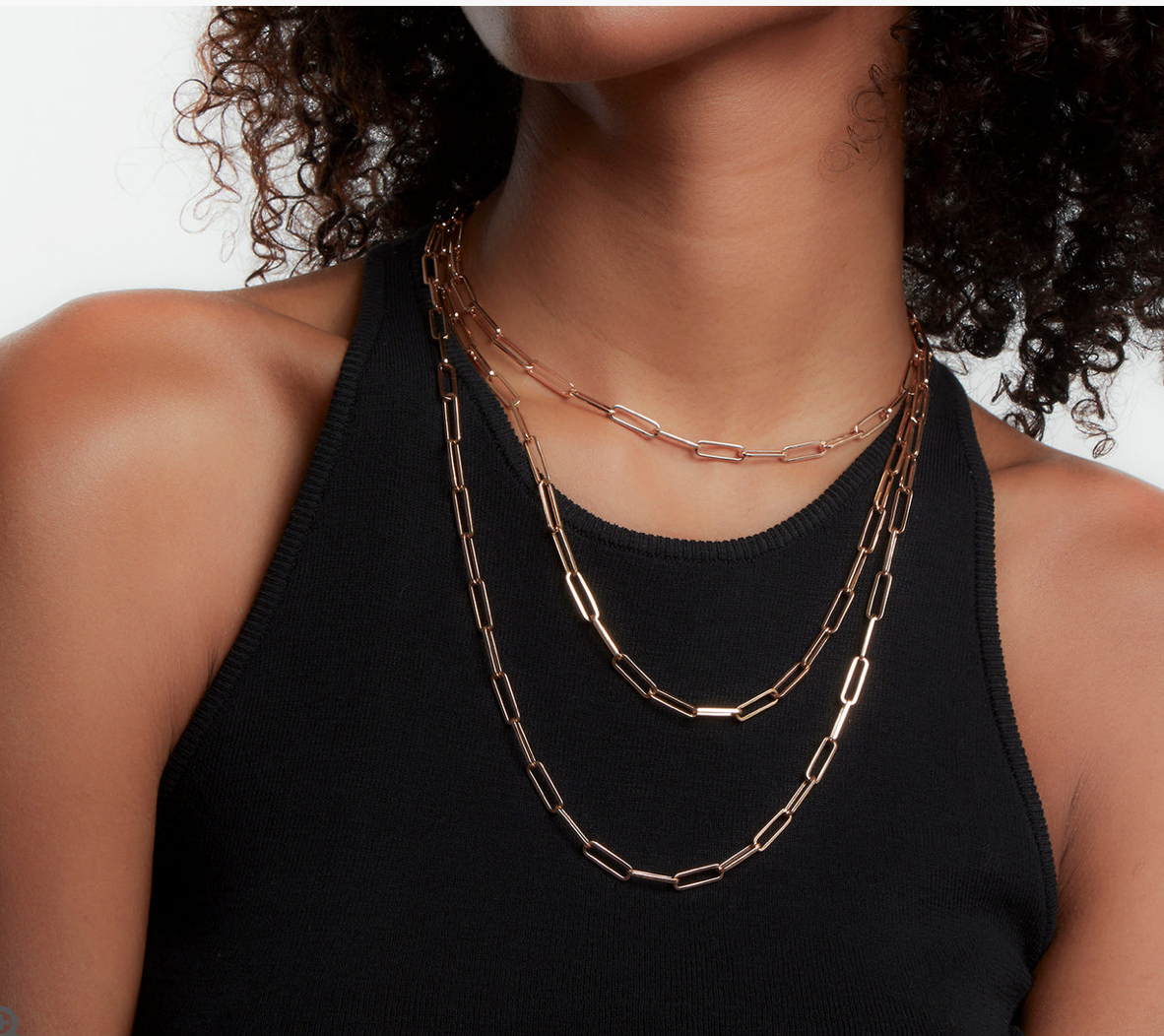 SAXON 18K ROSE GOLD 15MM L X 4.5MM W CHAIN NECKLACE