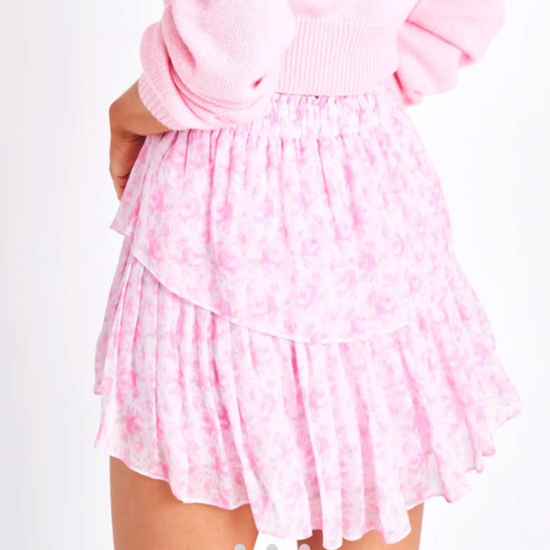 Ruffle Mini Skirt Rose Patch
