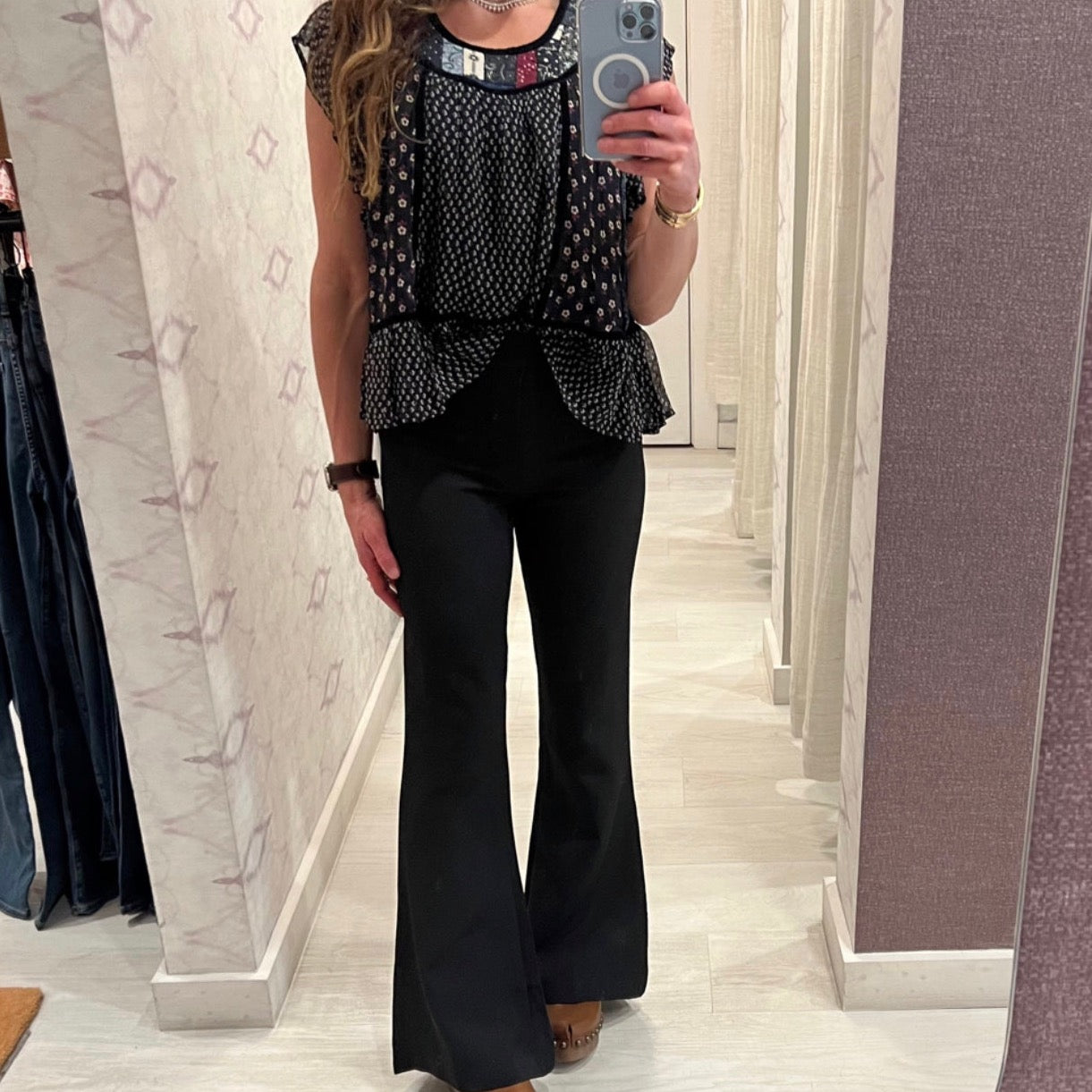 Chloe Bell Bottom Pants Black