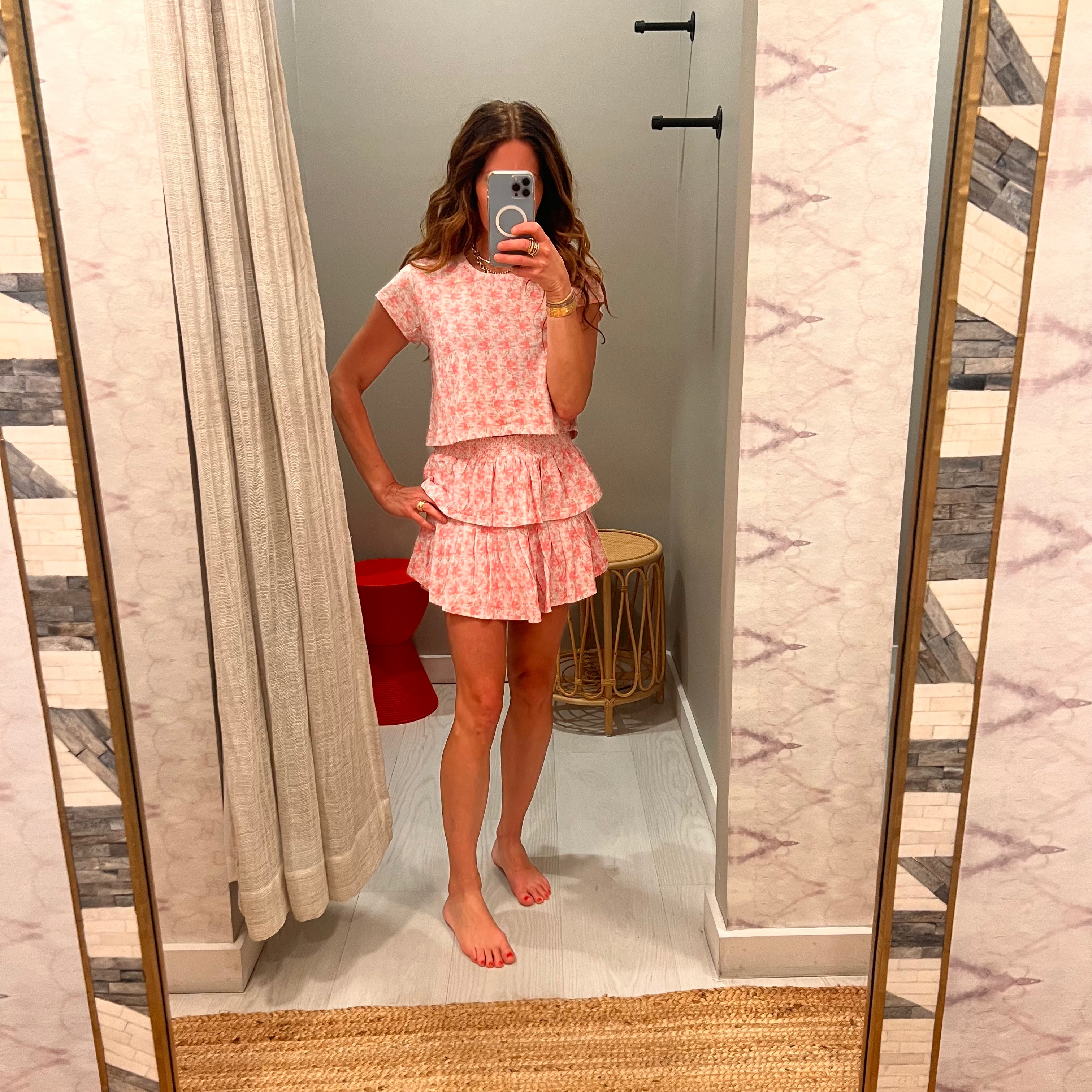 Ruffle Mini Skirt Rose Patch