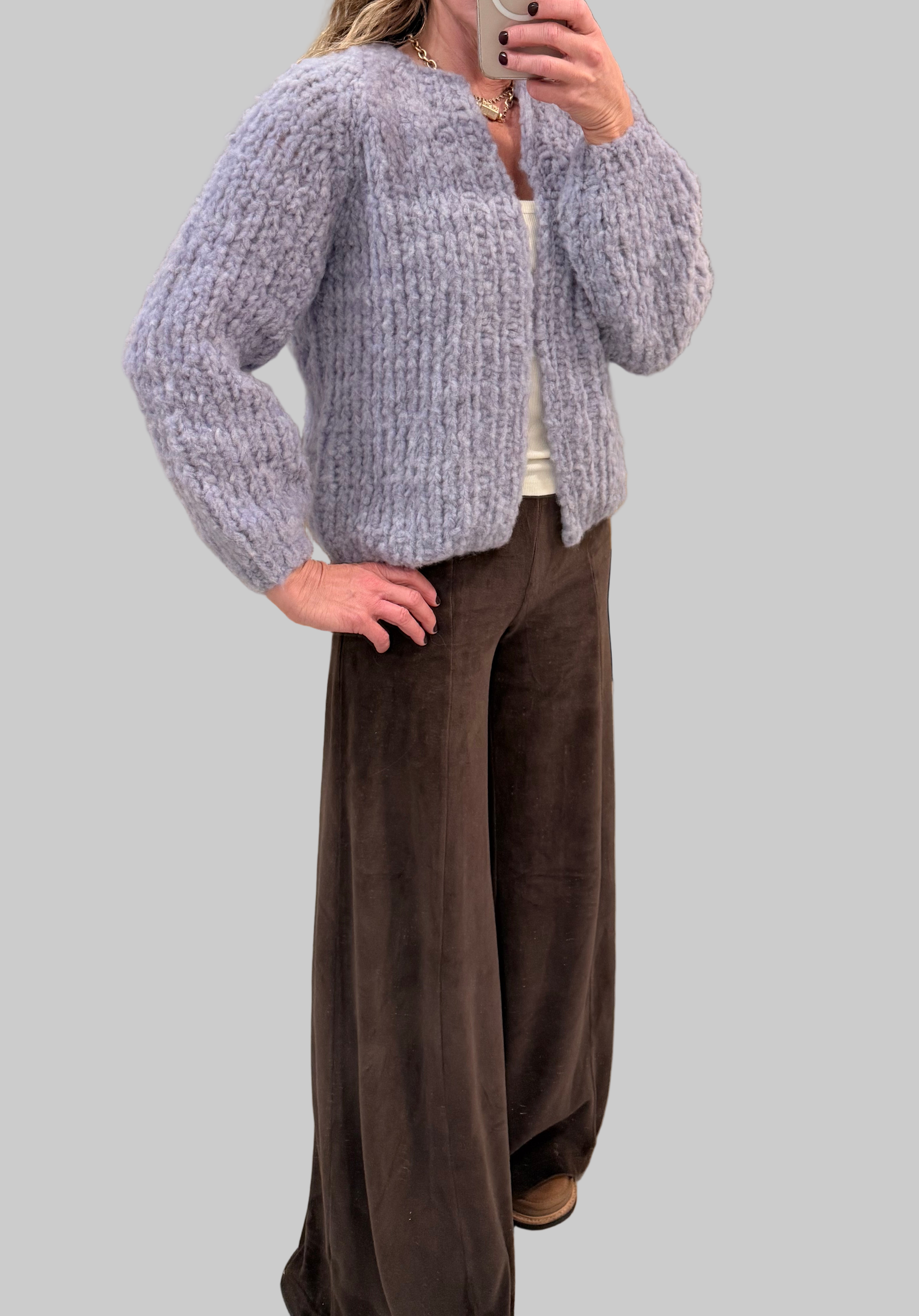 Wool Alpaca Mix Small Cardigan Lilac