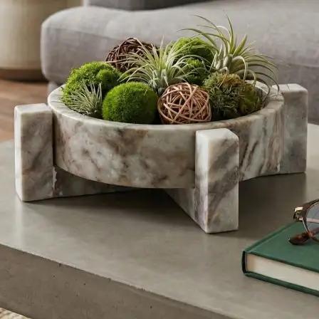 Brown Marble Modern Pedestal Style Bowlin.