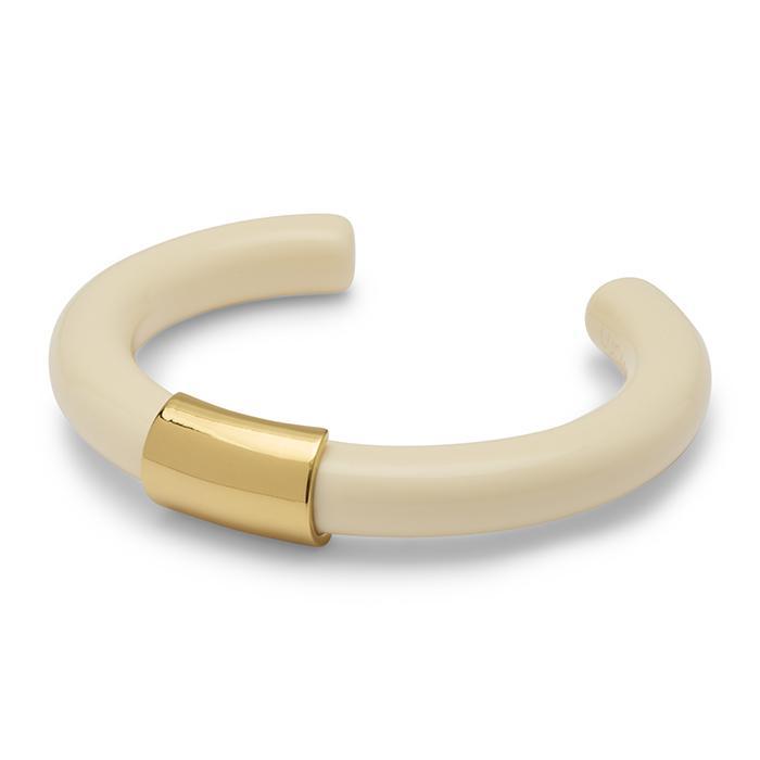 Ivory Resin + Brass Tubular Bangle