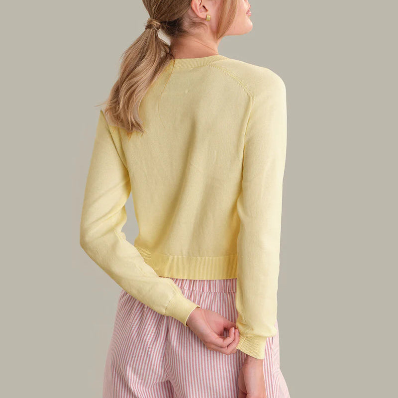 Cleo Saddle Shoulder Cardigan Lemon Icing