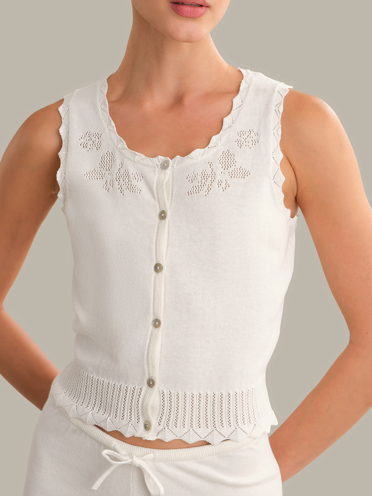 Valentina Button Down Top Chalk