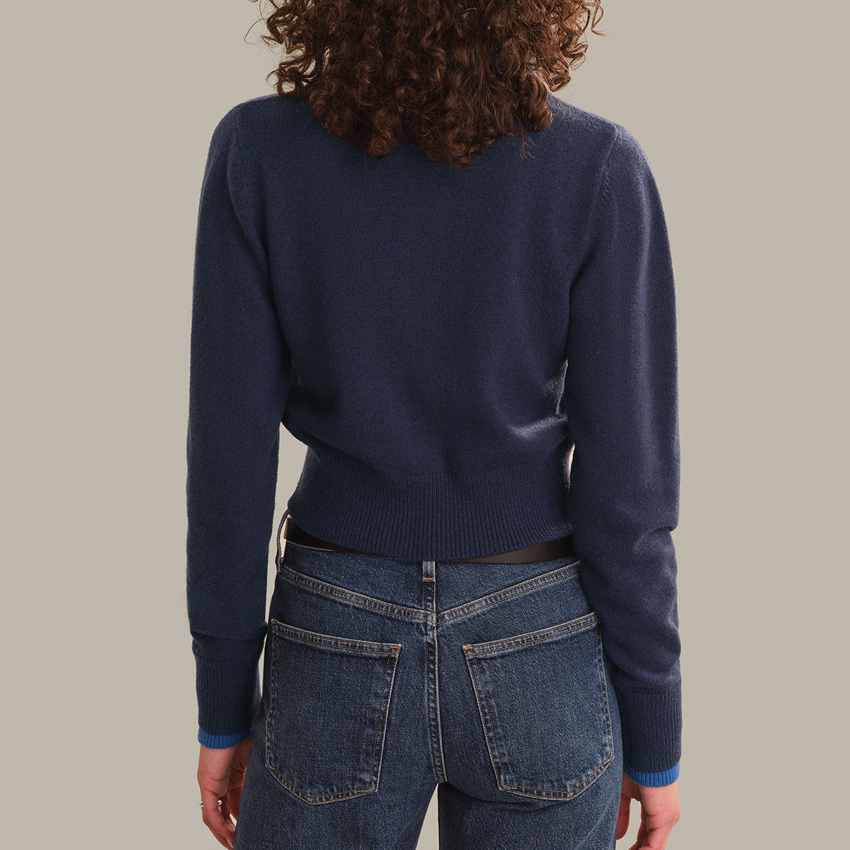 Priscilla Faux Double Layer Polo Cardi Dark Blue