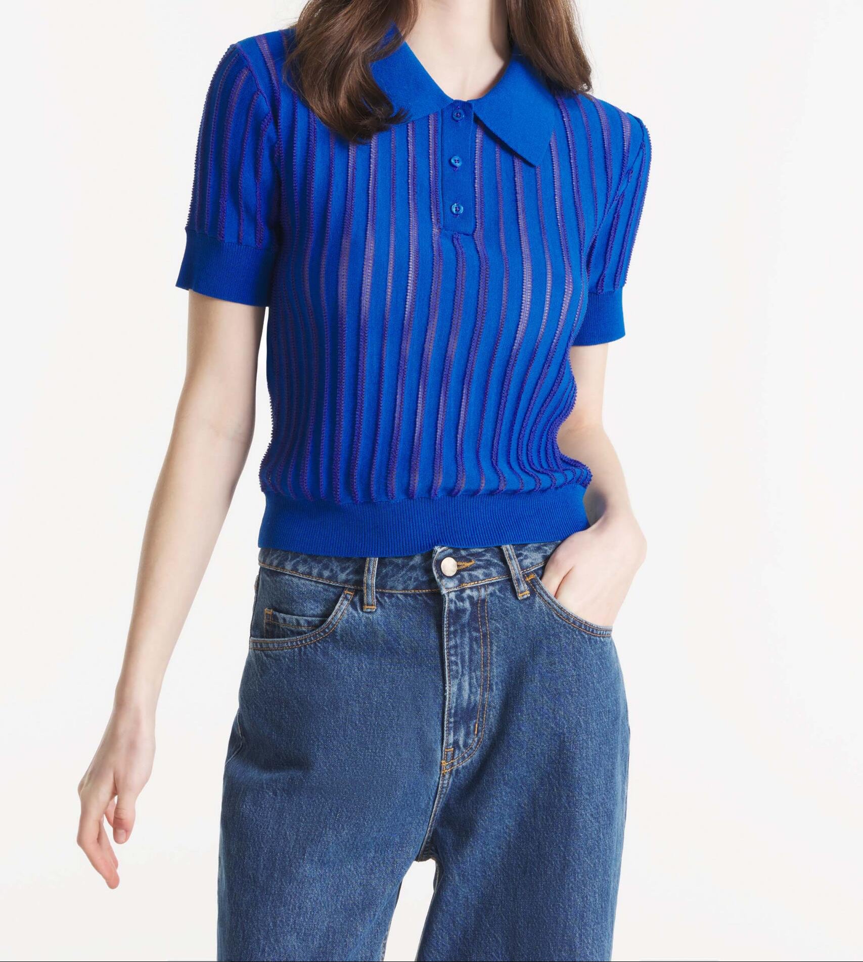 Sally Sweater Sheer Parts Vivid Blue