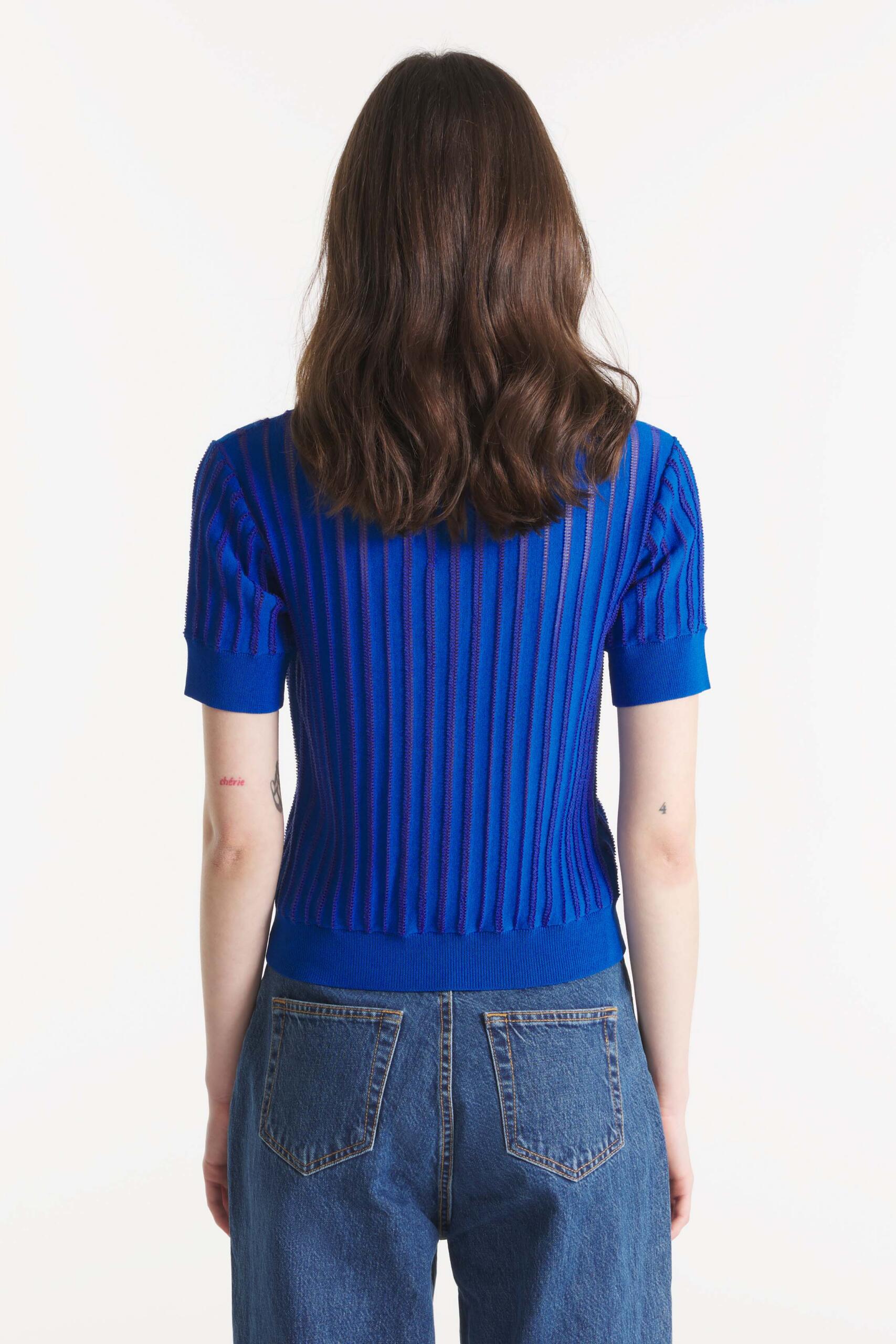 Sally Sweater Sheer Parts Vivid Blue