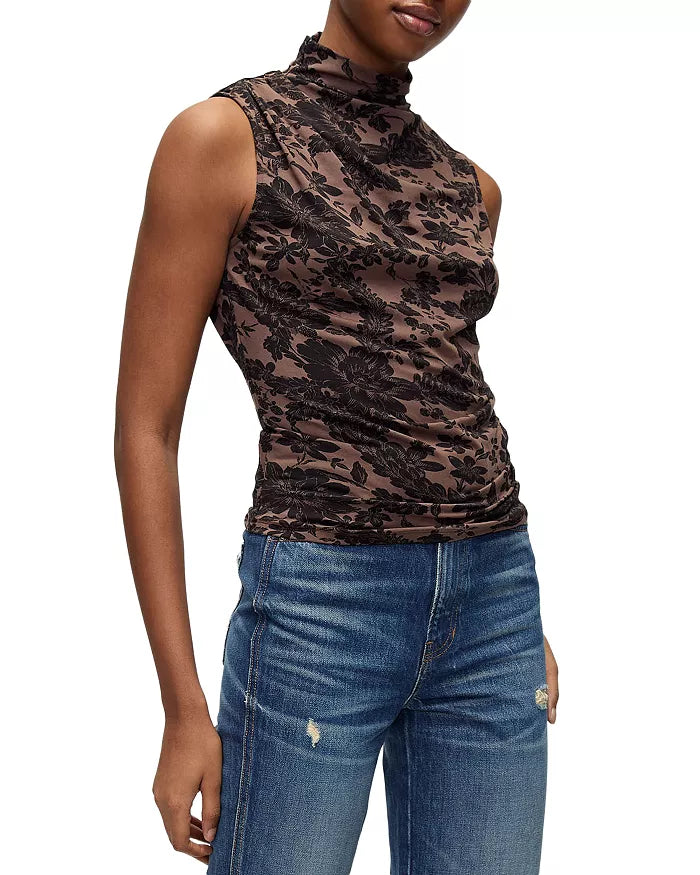 Mylie Slvless Top Dark Lichen/Blk