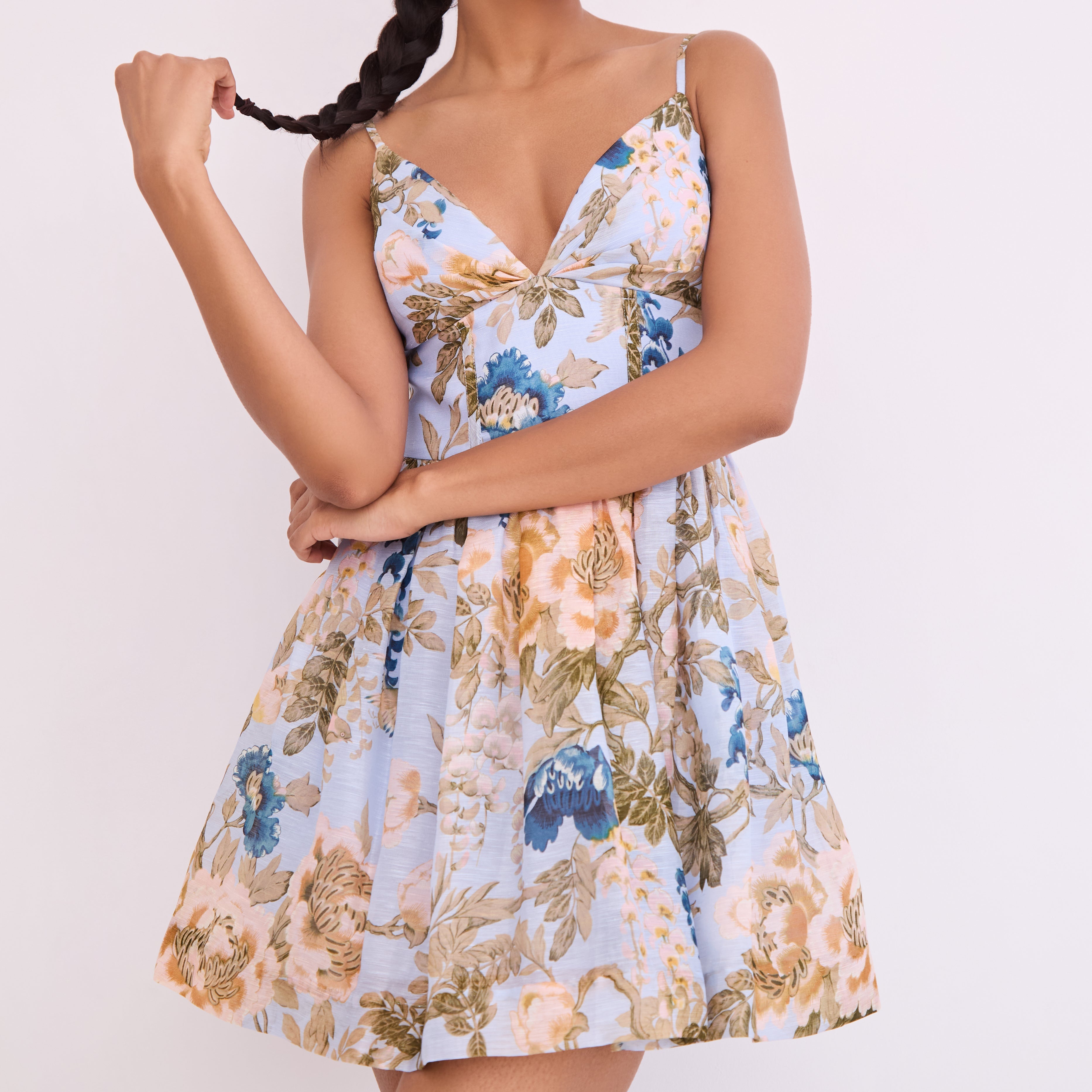 Miro Mini Dress Flora Meadow Light Blue