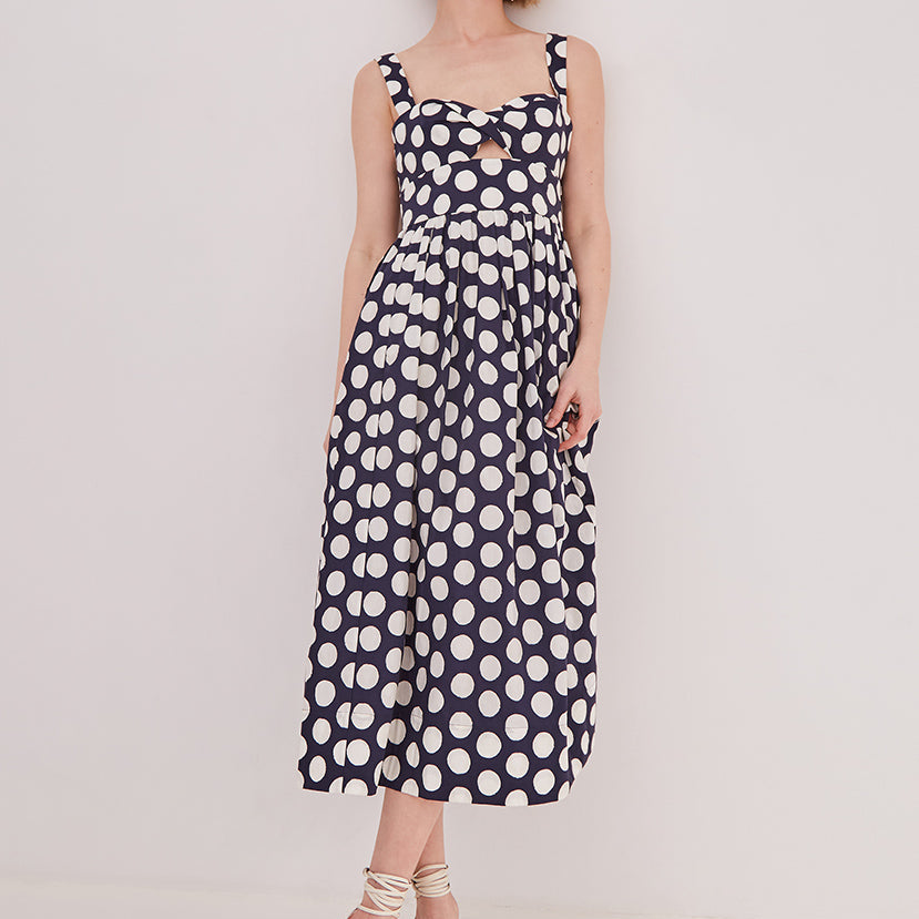 Clover Dress Celeste Dot Navy