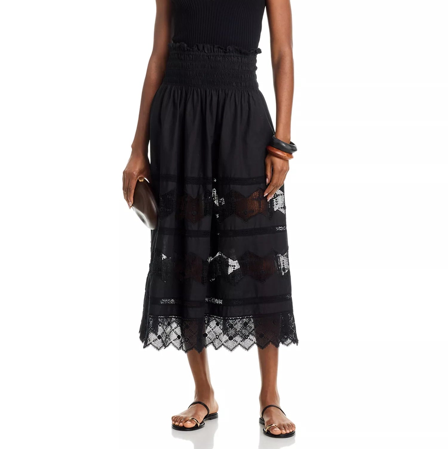 The Rosette Crochet Canary Skirt Black