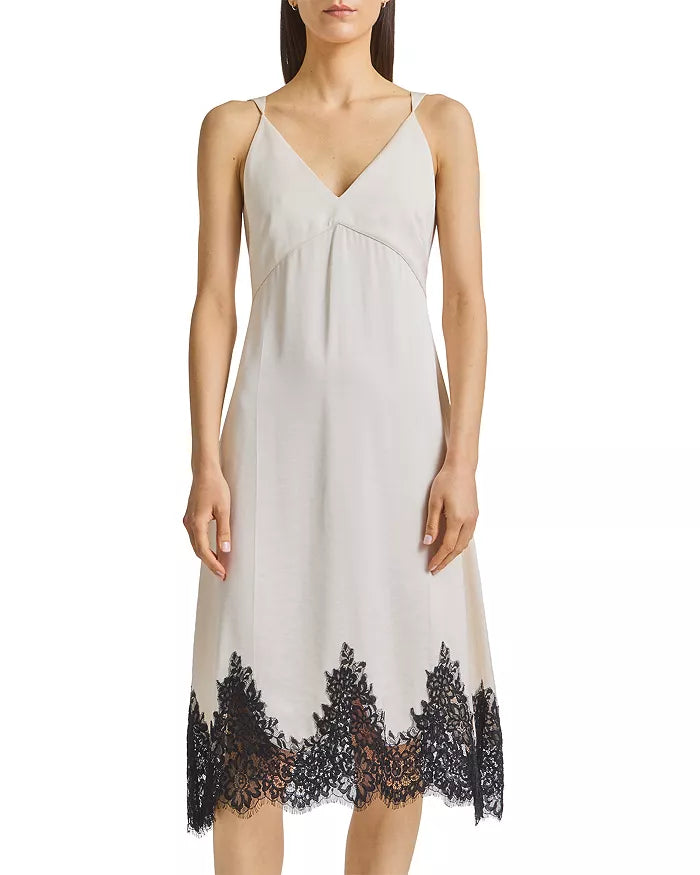 Luna Lace Trim Dress Ivory