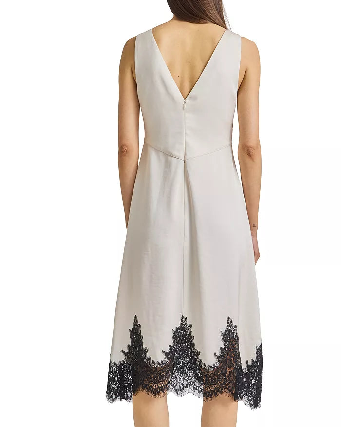 Luna Lace Trim Dress Ivory