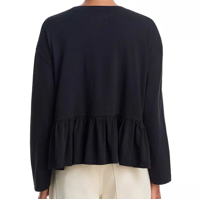 The L/Slv Ruffle Tee True Black