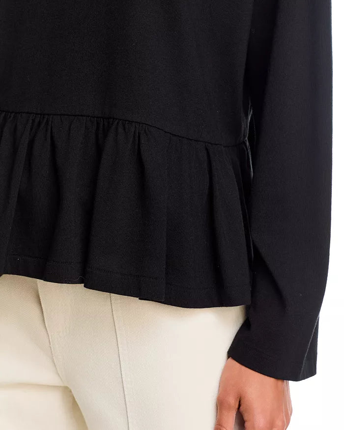 The L/Slv Ruffle Tee True Black