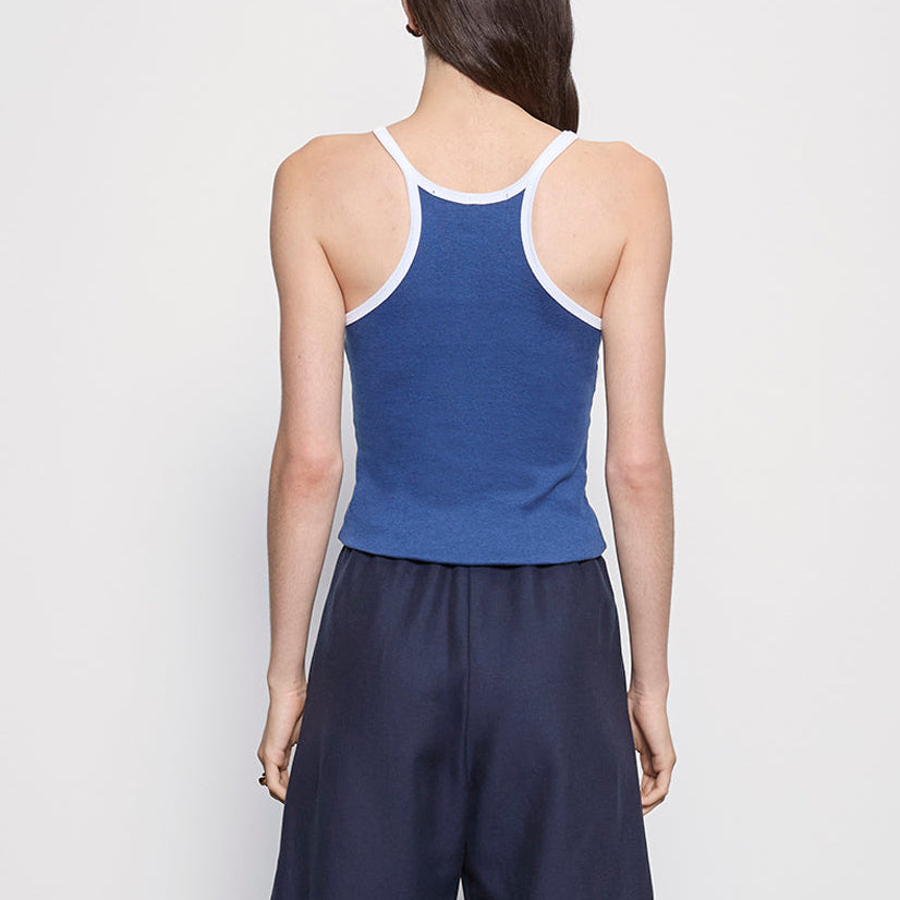Classic Ringer Scoop Tank Ink Blue/White
