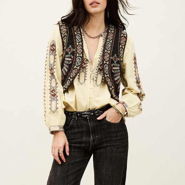 Fosca Cropped Emb Cardigan Carbone