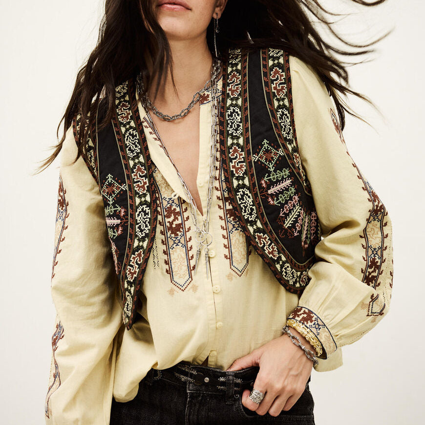 Fosca Cropped Emb Cardigan Carbone