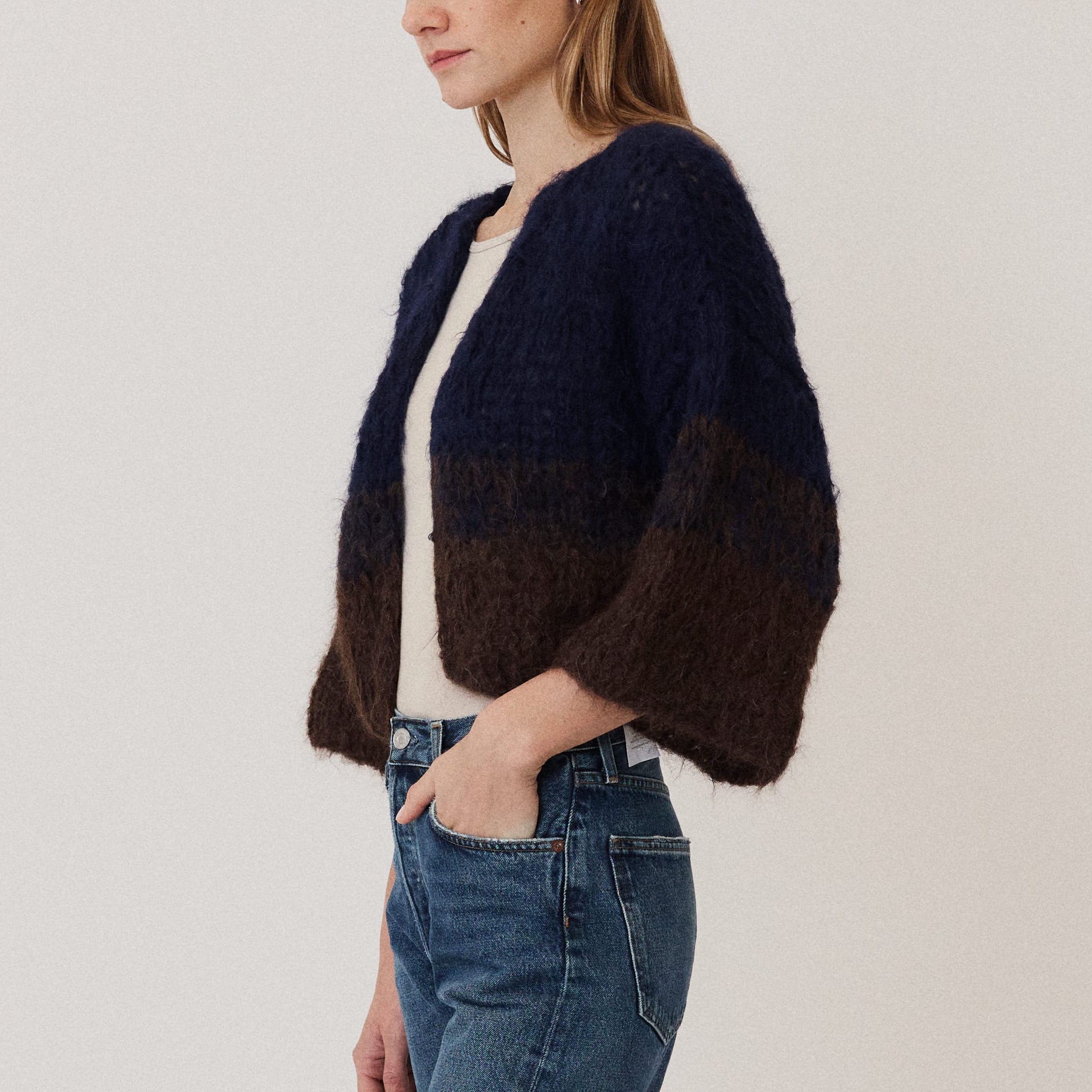 Shaggy Alpaca S/S Cardigan Kingfisher