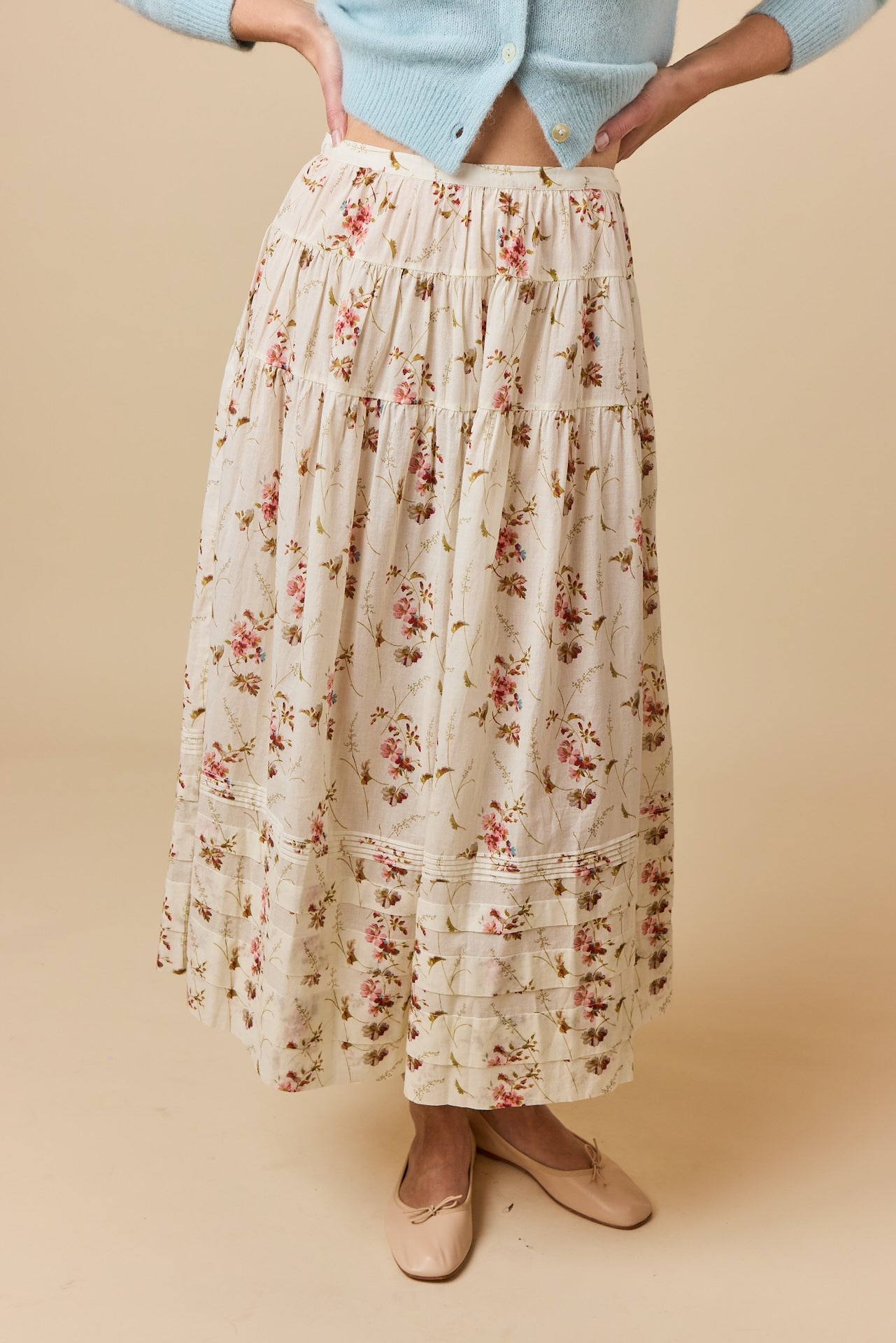 Marie Skirt Blanc Prairie Rose