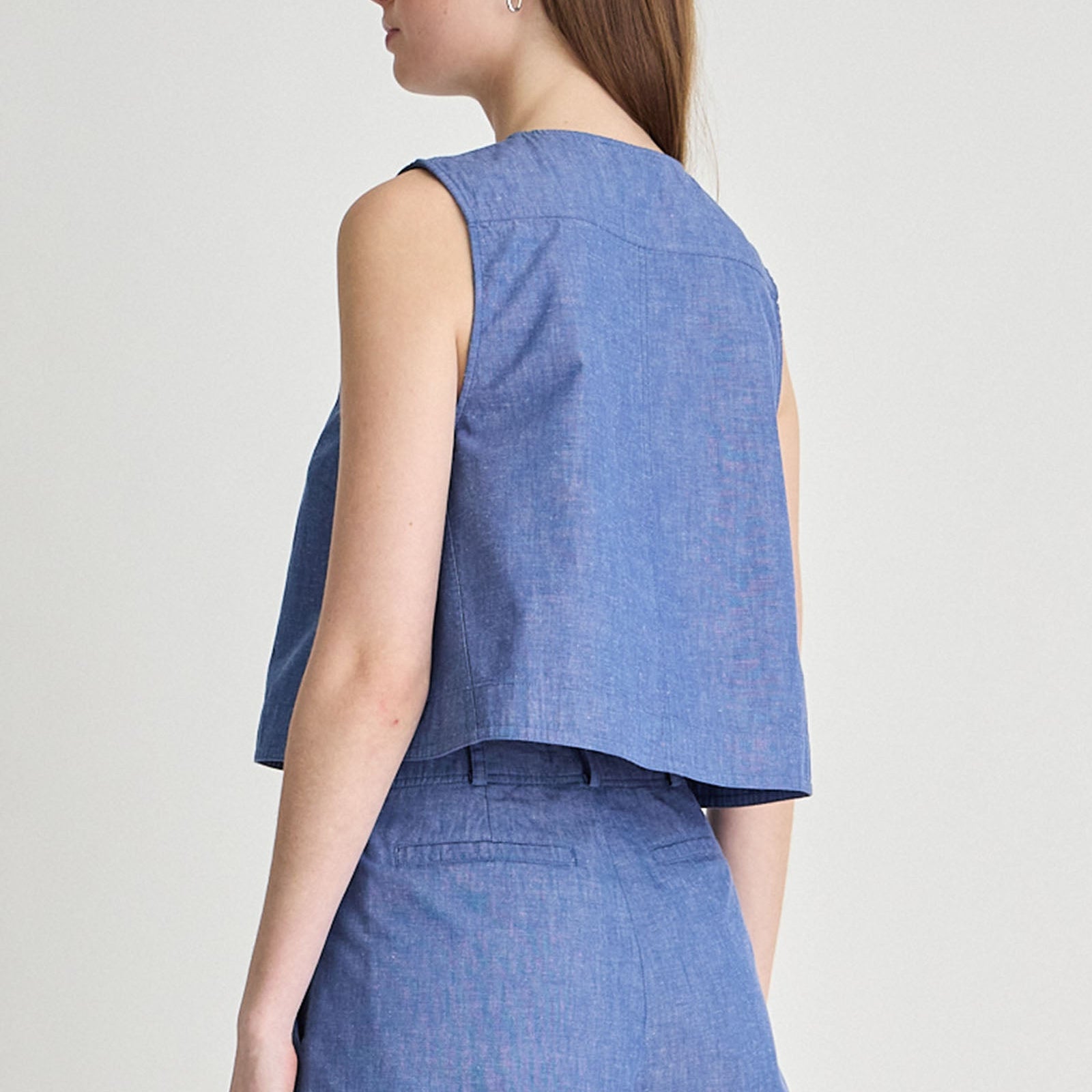 Godet Tank Chambray