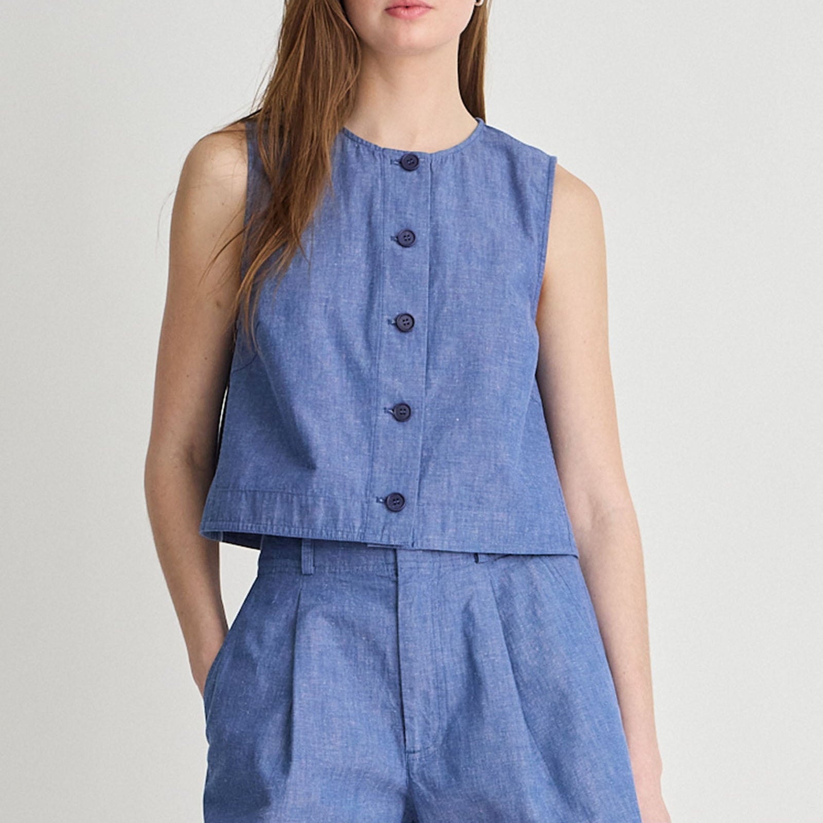 Godet Tank Chambray