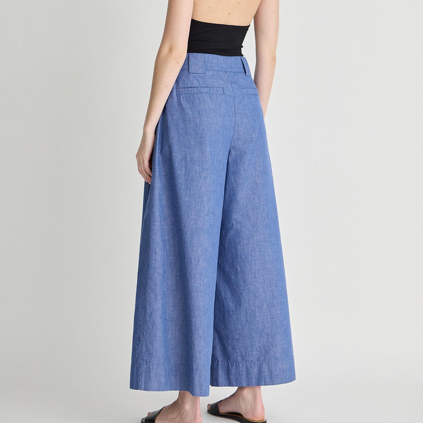 Elan Midrise Palazzo Pant Chambray