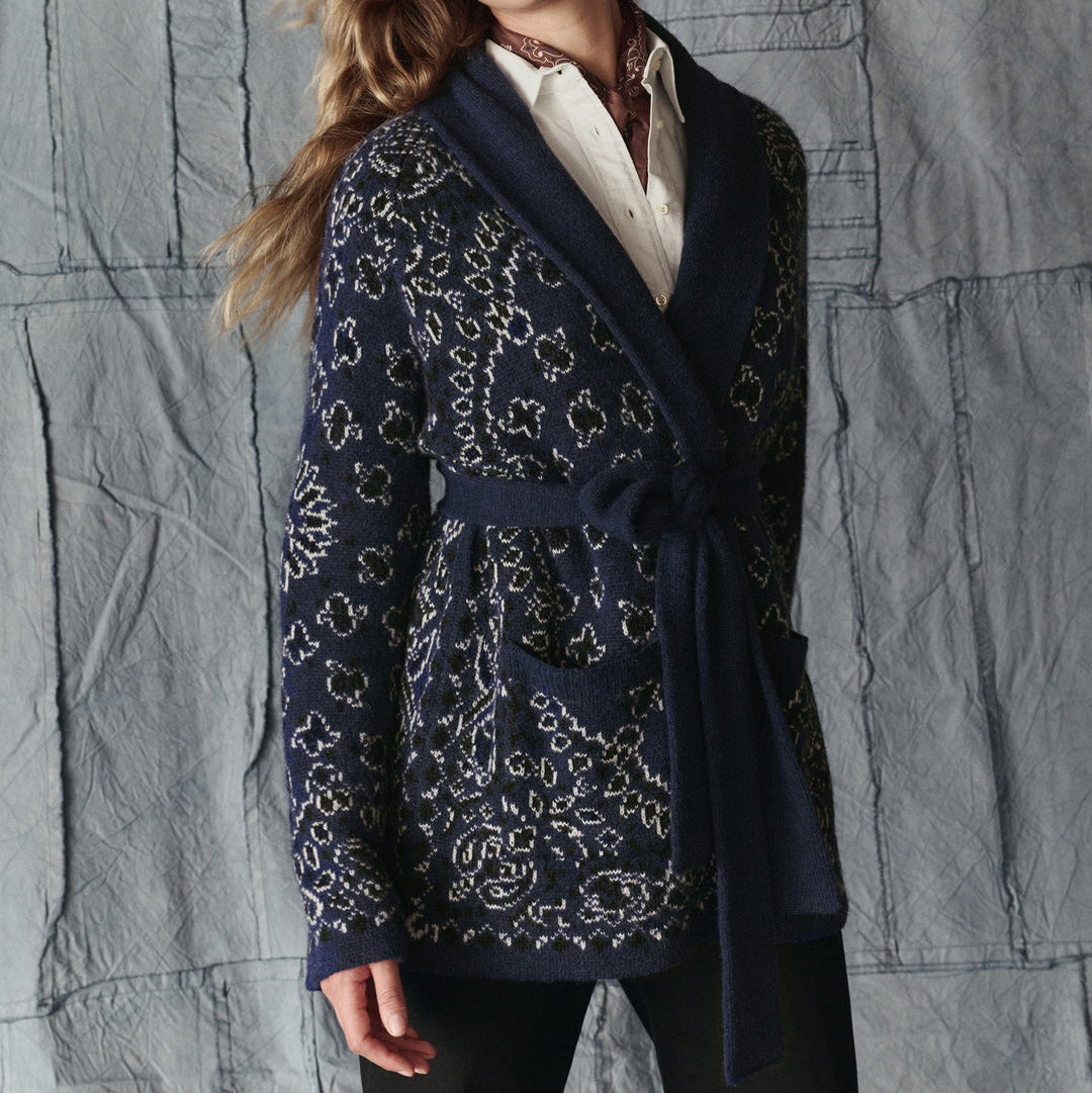 The Bandana Riding Cardigan Navy