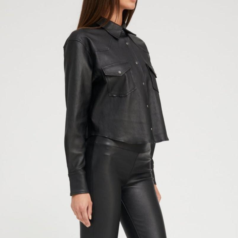 Cropped Western Shirt Leather Black