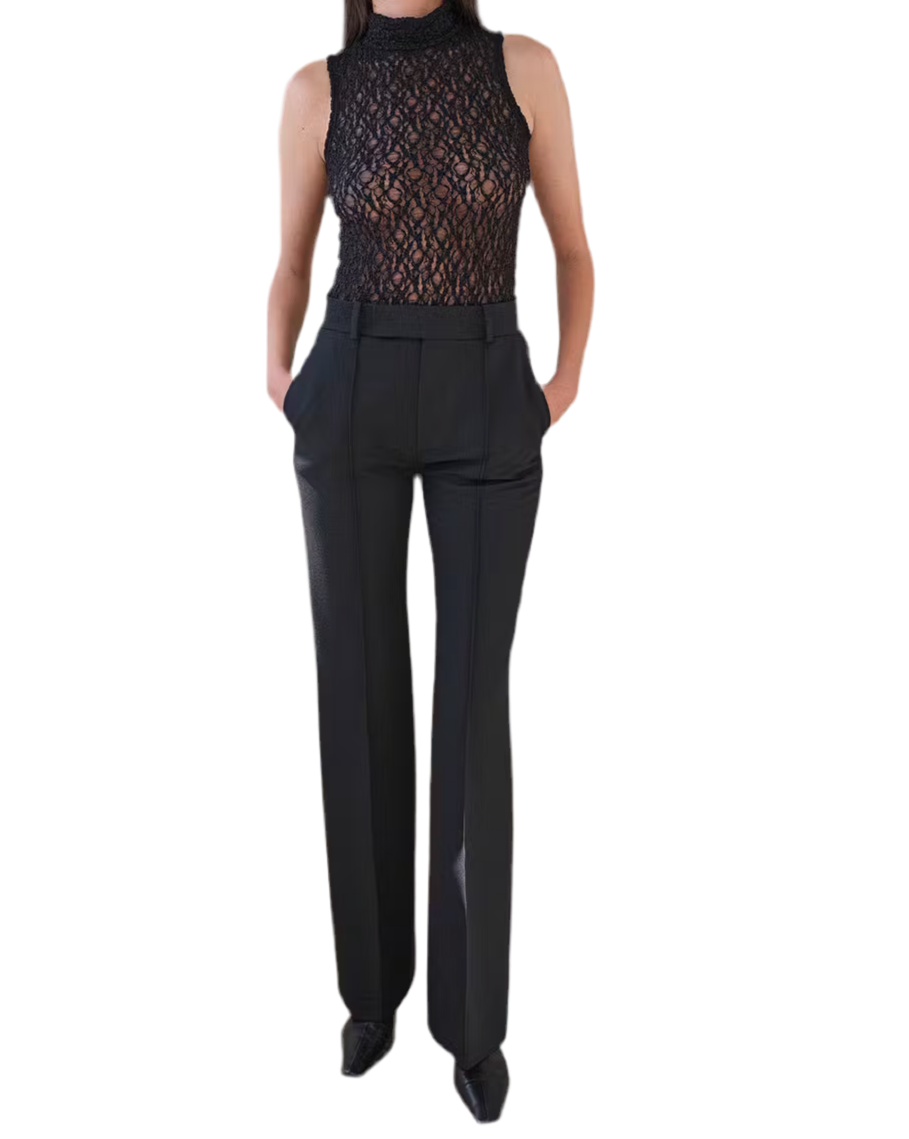 Seamed Mesh Top Black