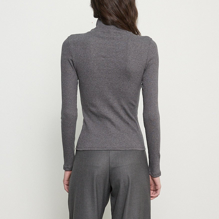 Cashmere Rib Turtleneck Heather Grey