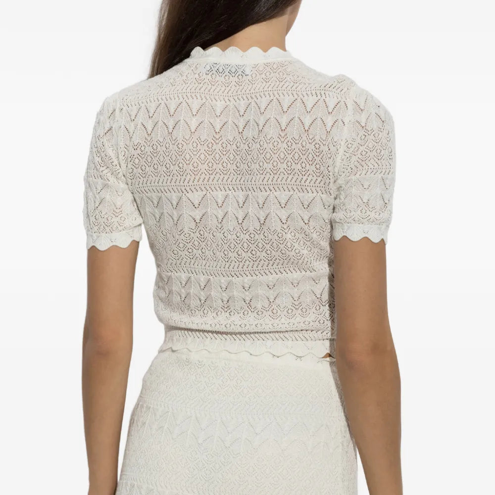 Pointelle Knit Top Cream