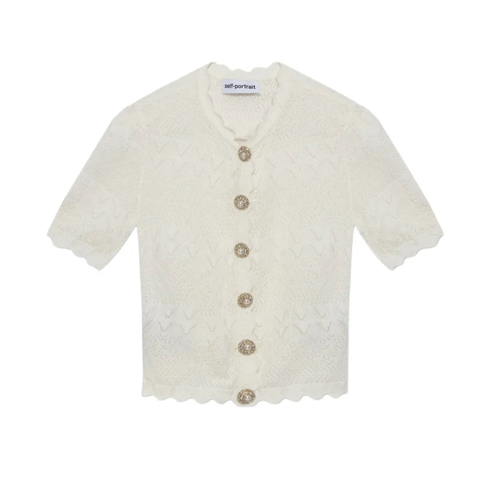 Pointelle Knit Top Cream