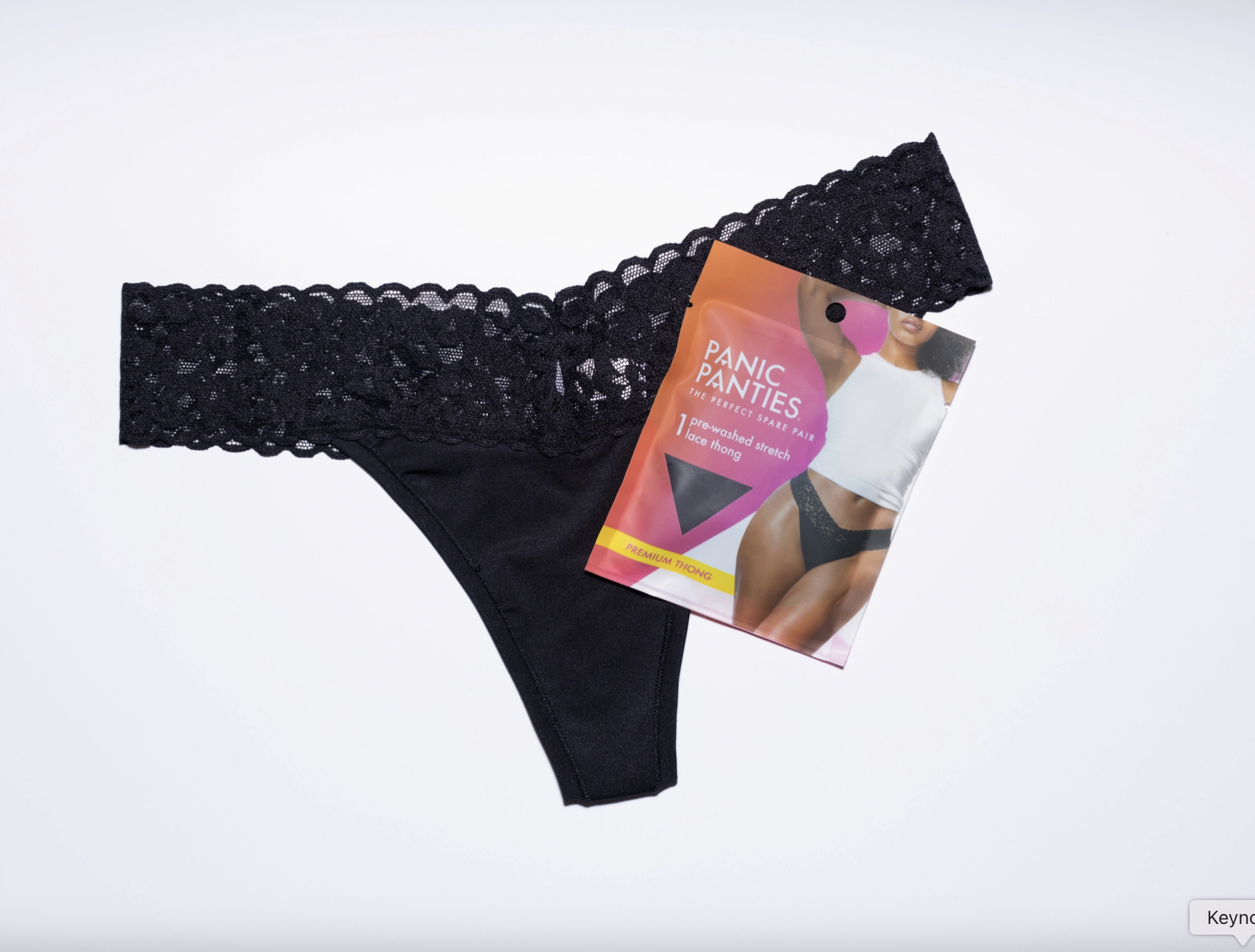 Stretch Lace Thong Black