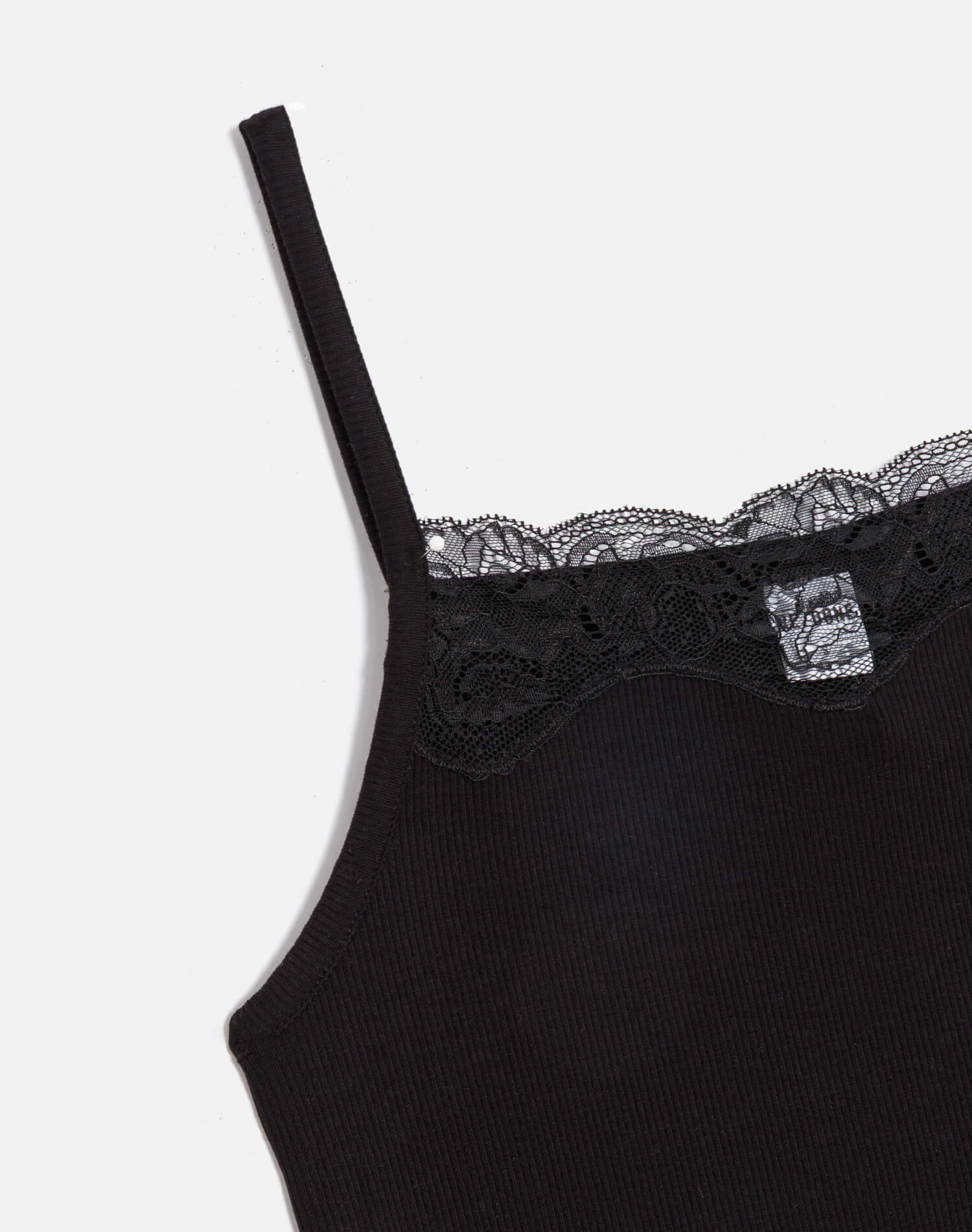 Lace Ribbed Cami Black