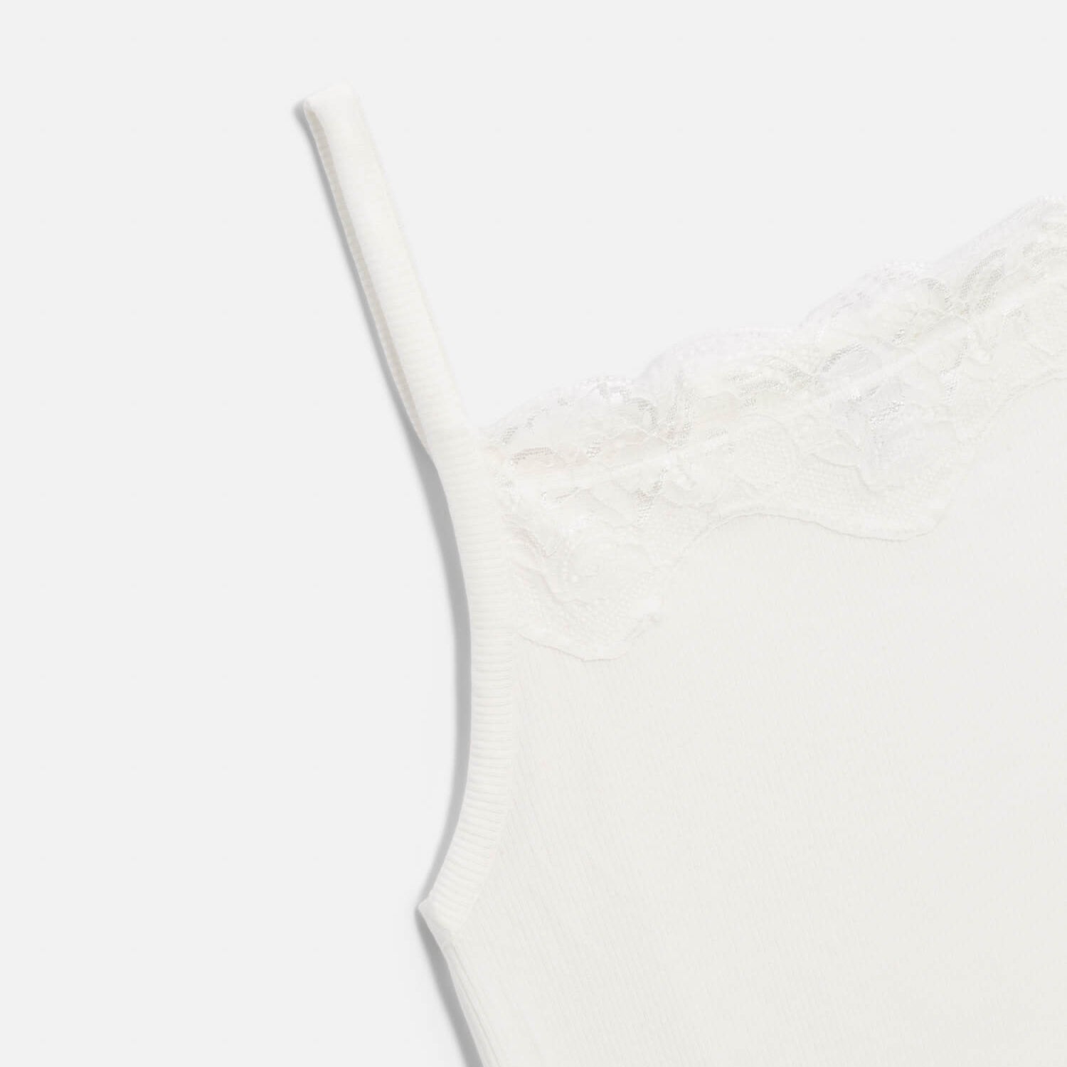 Lace Ribbed Cami Off White