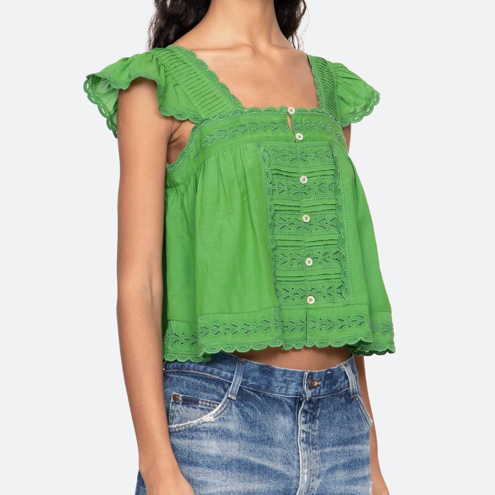 ELIZA SOLID FLUTTER SLV TOP (D2)