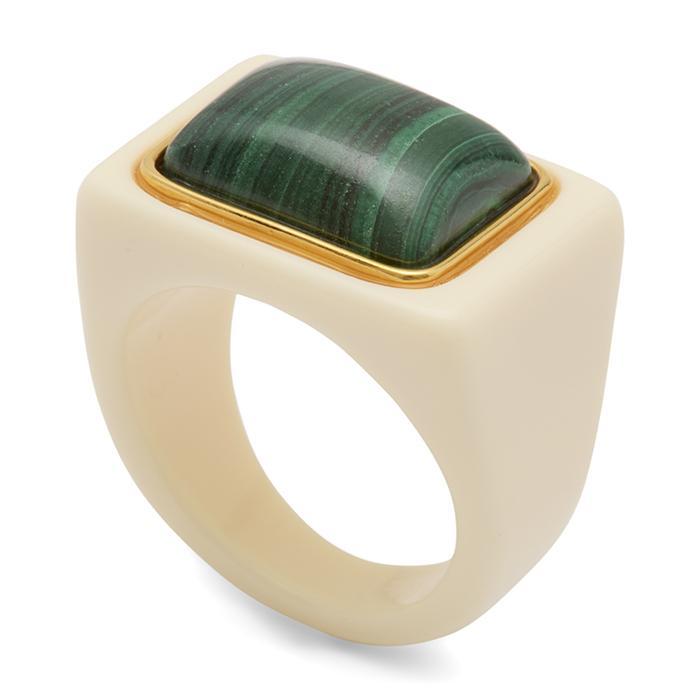 Ivory Resin + Malachite Ring