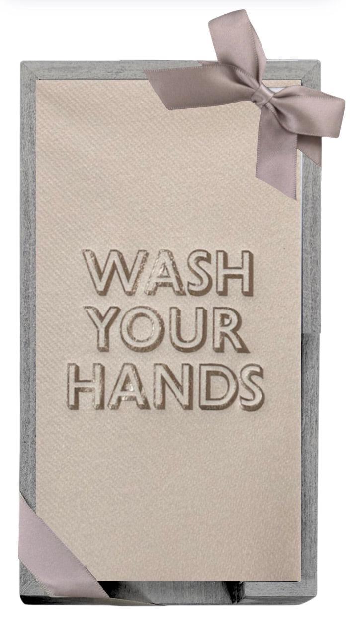 Wash Your Hands - Smoked Oak Guest Towel Hostess Set